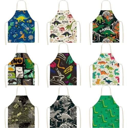 FYMX Dinosaur Pinafore Cartoon Animal Dinosaur Fossil Crawling Pinafores Outing Barbecue Oil-proof