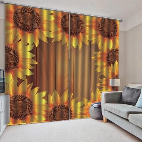 Sunflower plank Digital Photo Printing Blackout 3D Curtains for Living Room Bedding Room Hotel Drapes Cortinas