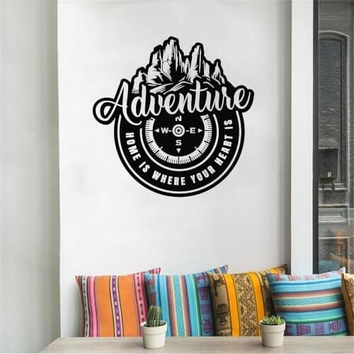 Adventure Mountain Wind Rose Travel Compass Wall Stickers For Bedroom Living Room Home Decor Vinyl Decal ph676