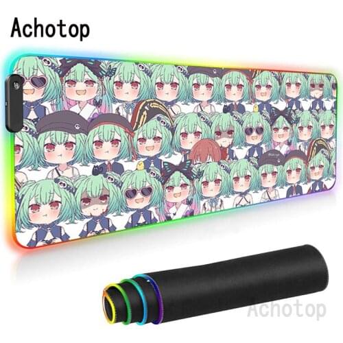 Uruha Rushia RGB Mouse Durable Desktop Mousepad Animation Large Gamer Led Light Gaming Keyboard PC Desk Mat Takuo Mousepad