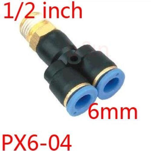 PX6-04 Y tee pneumatic tube fitting 6mm 1/2'' thread three joint thread air hose connector for air cylinder solenoid valve hose