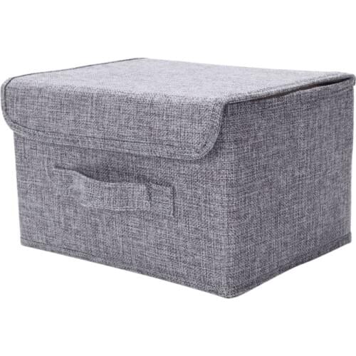 Cotton Linen Fabric Folding Cd Storage Boxes Foldable Bins Toys Organizer With Lids And Handles Storage Basket Laundry Basket