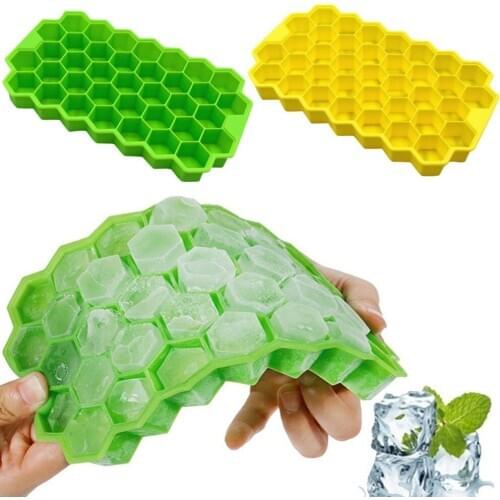 Honeycomb Ice Molds 37-cell Home Kitchen Ice Cube Tray Summer Honeycomb Shape 37 Cubes Storage Containers Drinks Molds