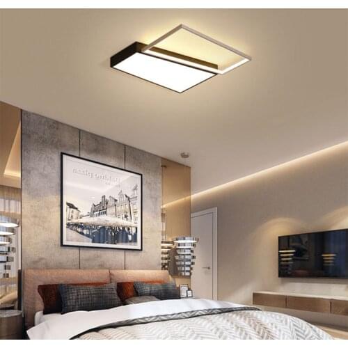 Modern Black White Square Ceiling Lamp for Bedroom Living Dining Room Corridor Kitchen Minimalist Home Decoration Light Fixture