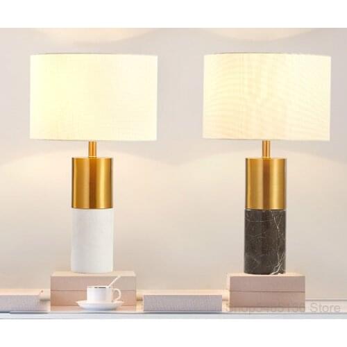 Modern Light Luxury Marble Table Lamp Creative Simple Bedroom Bedside Living Room Study Lobby Exhibition Hall Decorative Lamps