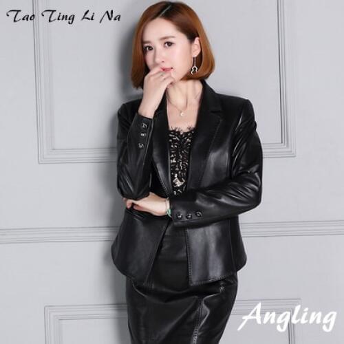 2018 New Short Autumn Slim Suit Leather Jacket KC5