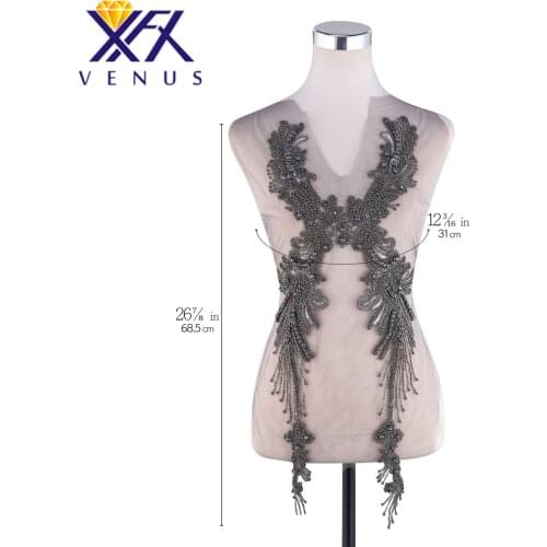 XINFANGXIU Hand Sewing On Rhinestone Applique with glass beads Clothes Patch Wedding Dress Trimming Costume Embellishment