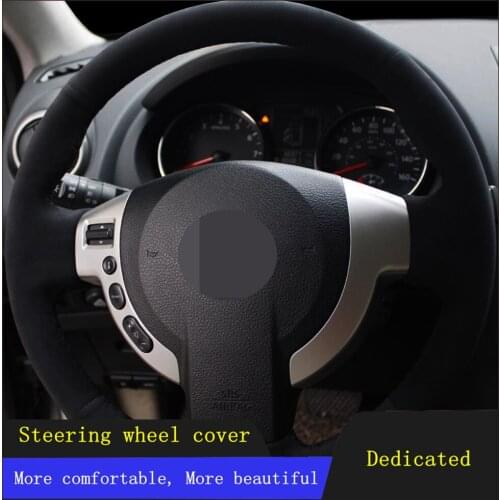 DIY Car Steering Wheel Covers Black Suede For Nissan Qashqai 2007-2015 Rogue X-Trail 2008-2013 NV200 2009-2016 Sentra 2007-2012