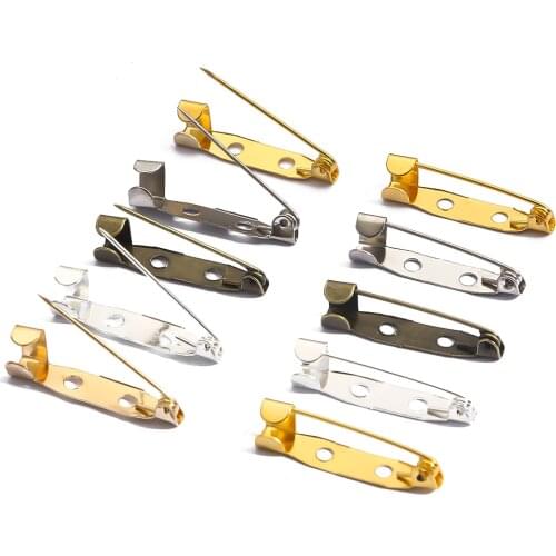 10Pcs 15 20 25 30 35mm Silver Gold Brooch Clip Base Pins Safety Pins Brooch Settings Blank Base For DIY Jewelry Making Supplies