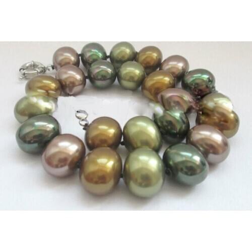 Exclusive design Fine Jewelry18" 19mm multicolor south sea shell pearl necklace - GP clasp free shipping