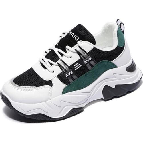 Womens White Sneakers Genuine Leather Hidden Heel Chunky Sneakers For Woman Platform Shoes 2021 Spring Autumn Shoes Sneaker