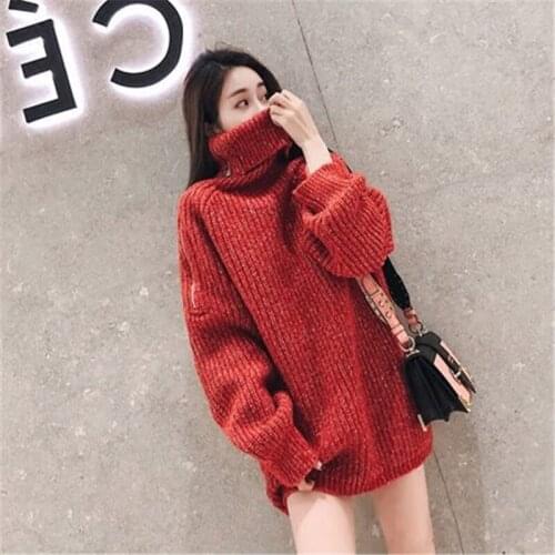 Fashion Sweater Female 2020 New Loose zipper High collar Pullover Womens Autumn Winter Sweater Kintted Tops V908