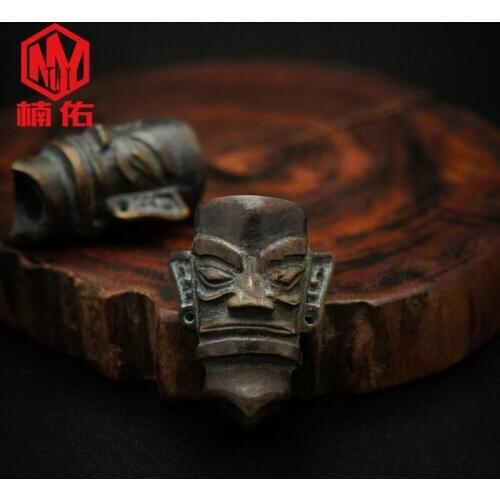 1PC EDC Tool Accessories Bracelet Flashlight Sanxingdui Bronze Mask Paracord Brass Knife Beads