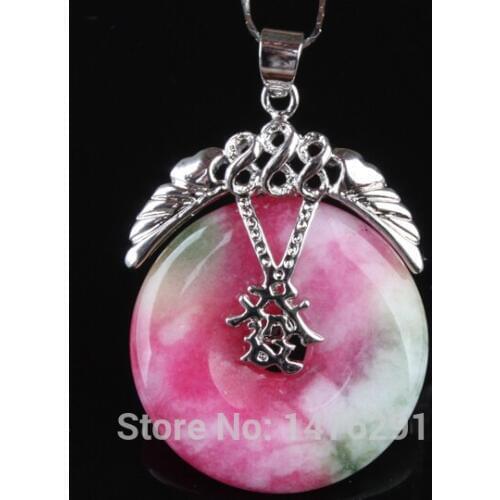 30x30MM New Fashion Red Jades Circle Wealth Pendant 1PCS