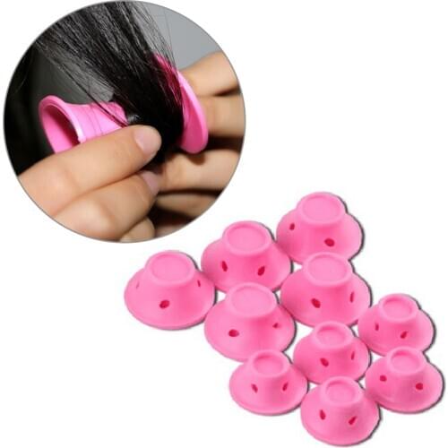 10pcs Silicone Hair Curler Reusable Rollers 5pcs Large+5pcs Small Heat Hair Styling Tool Pink DIY Hairdressers for Women Salon