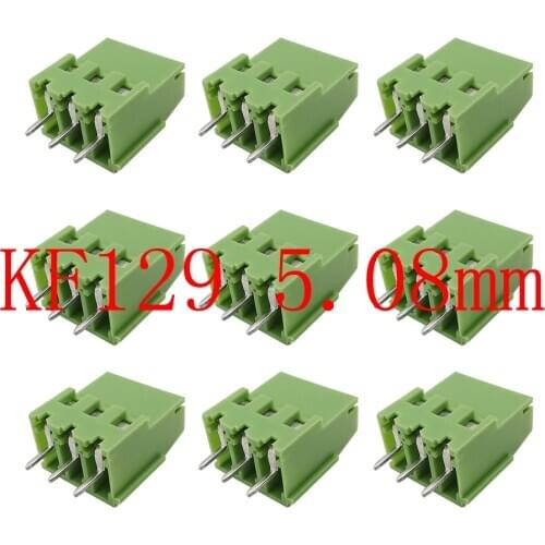 10Pcs Green Terminals KF129-3P Pitch 5.08mm 3 Pin Straight Needle PCB Screw Terminal Blocks Connector