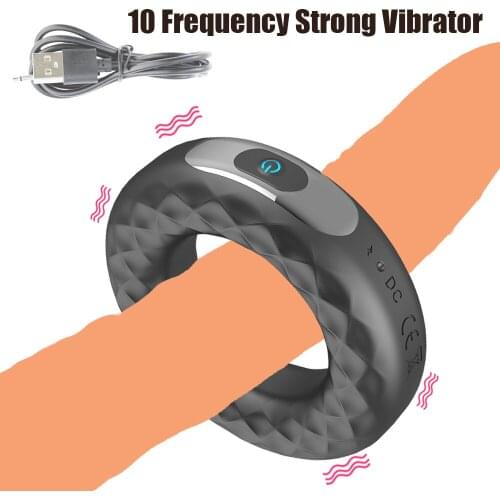 10 Speed Vibrating Penis Ring Semen Lock Ring Penis Enlargement Cock Vibrator Delay Ejaculation Lasting Erection Male Sex Toys