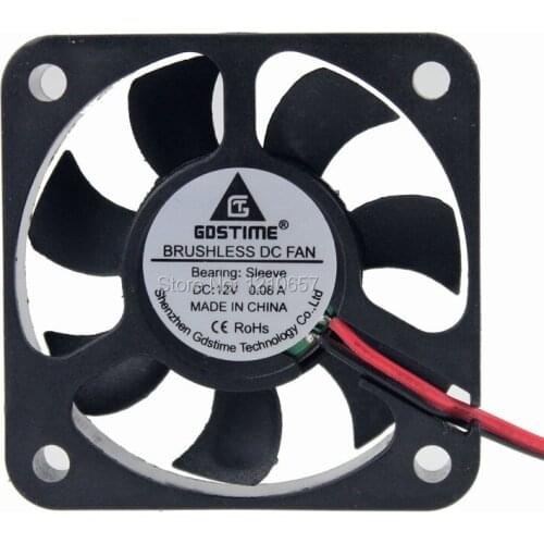 100 Pieces LOT Gdstime DC Cooler Fans 50mm 50x50x10mm 5cm 12V 2Pin Mini Ventialtion Cooling Fan