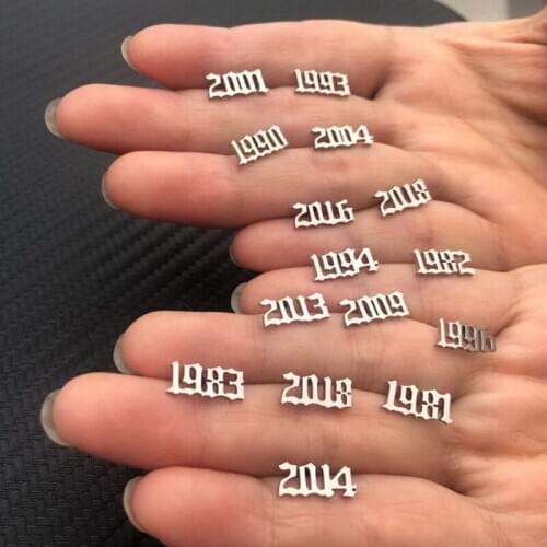 2020 The New Fashion Custom Digital 1989-2000 Vintage Stainless Steel Stud Number Earrings Accessory Jewelry Birthday Gift