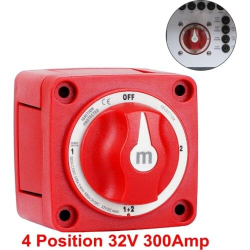 3 4 Position 32V 300 Amp M-Series Waterproof Ignition Protected Marine Boat Dual Battery Isolator Mini Selector Switches