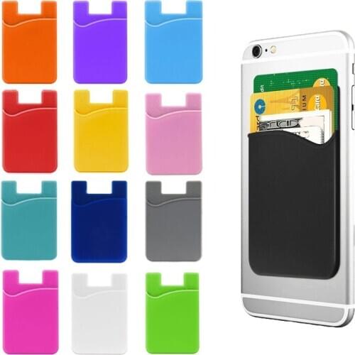 3M Double Pocket Elastic Stretch Silicone Cell Phone ID Credit Card Holder Sticker Universal Wallet Case Card Holder
