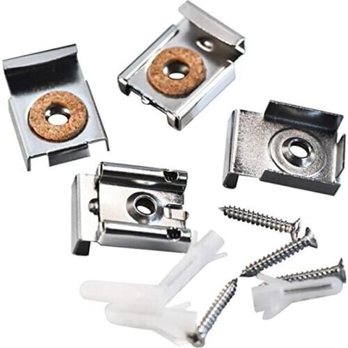 4pcs Mirror Mount Clips Set Spring Loaded Mirror Hanger Clips Set Unframed Mirror Mount Clips With Rawl Plugs And Screws