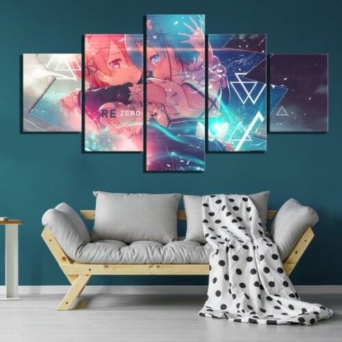 Canvas HD Prints Home Decoration 5 Pieces Animation Girl Poster Modern Painting Living Room Wall Art Modular Framework