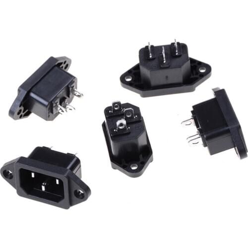 5Pcs/lot AC 250V 10A Panel Power Inlet Sockets Connectors IEC 320 C14 Male Plug Top Quality