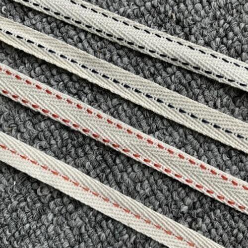 50 YARD 3/8" 1cm Cotton Ribbon Herringbone With Hat Inner Sideband