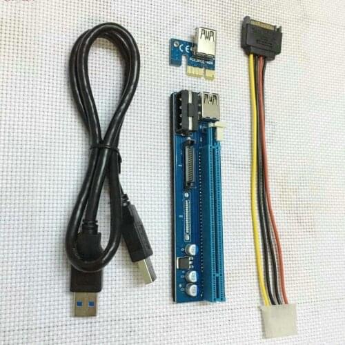 60cm PCI-E Express 1X To 16X Riser Card Extender Adapter USB 3.0 Data Cable 4Pin + SATA 15Pin Power Supply For BTC Miner Mining