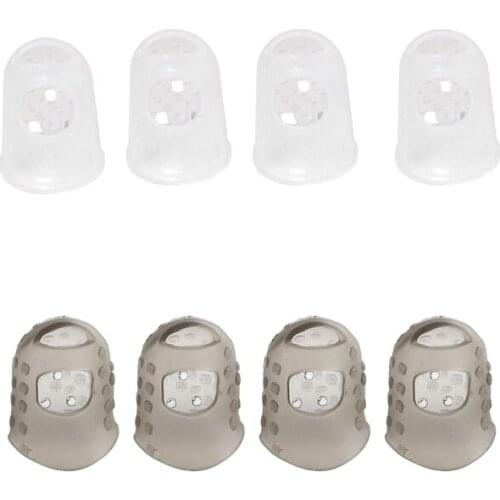 8Pcs New Soft Silicone Guitar Thumb Finger Picks Protector Fingertips (Transparent S & Gray XS )