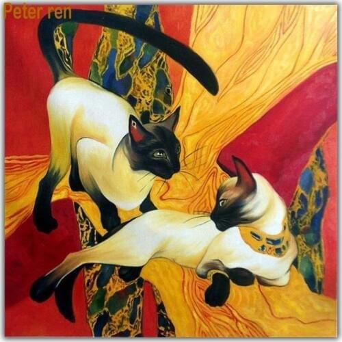 Peter ren Diamond painting cross stitch Paintings from diamonds Animal ca full mosaic Rhinestone Beaded embroidery"Two kittens"