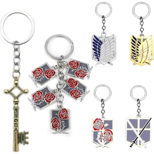Attack on Titan Keychain Anime Trinket Wings of Liberty Freedom Scouting Legion Eren Keyring Car Backpack Key Holder