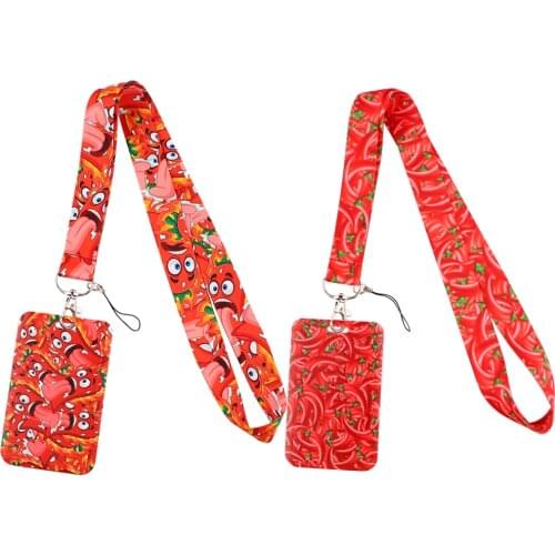 Flyingbee X2262 Funny Chili Personality Lanyard Card ID Holder Car KeyChain Gym Mobile Phone Badge Key Ring Holder Jewelry Gifts