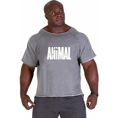 Brand Mens muscle T-shirt Bodybuilding Fitness Men Tops Cotton Singlets Plus Big Size T-Shirt Cotton Short Sleeve T-shirt