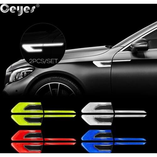 Ceyes 2pcs Car Accessories Door Leaf Board Warning Reflective Sticker Decal For Autos Bumper Reflective Secure Decal Car Styling