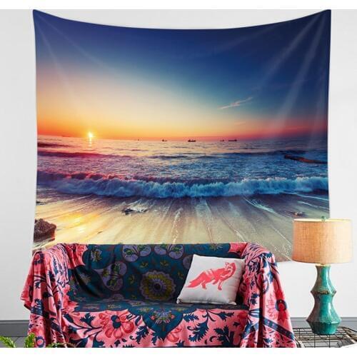 DeMissir Beach Sunset Over The Setting Sun Printed Tapestry Wall Hanging elefante mandala 5Kinds Sizes