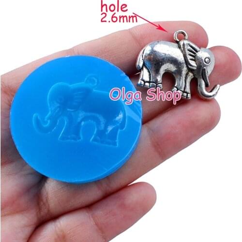 DYL459 28.5mm x 21.7mm Elephant Silicone Mold Fondant Cake Decoration Candy Resin Clay Earrings Necklace Craft Soap Candle