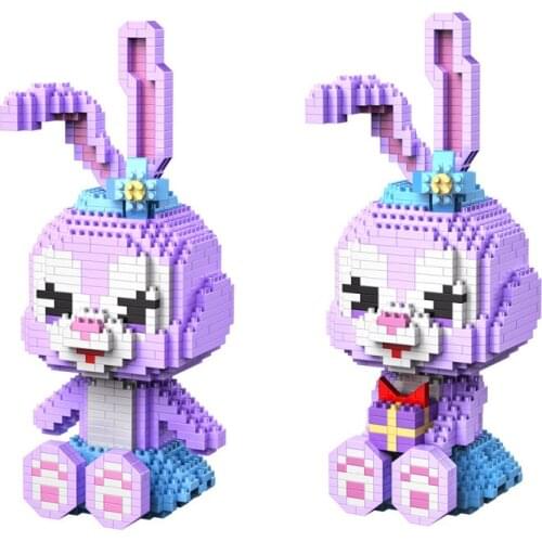 Disney world park figures micro diamond blocks Disneyland StellaLou rabbit with gifts box building brick toy nanobrick for kids
