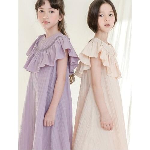 Girls Purple Beige Dress Summer Party Dresses Sisters Princess Wedding Prom Dress 2021 New