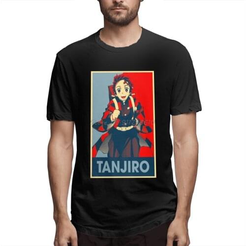 Vintage Demon Slayer Manga Tanjiro T Shirt Short Sleeve T Shirt Men Cotton Tees Streetwear Harajuku
