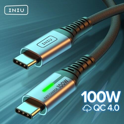 INIU PD 100W USB C To USB Type C Cable Fast Charging Phone Charger Data Cord For Huawei Xiaomi Redmi Samsung S20 S9 Macbook Pro