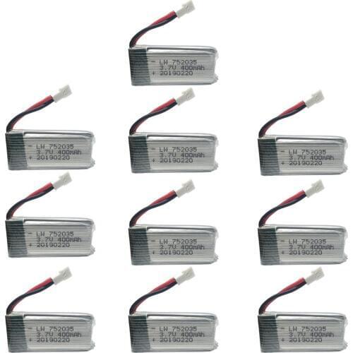 3.7V 400mah 30c Lipo Battery For H107 H31 KY101 E33C E33 U816A V252 H6C 25C RC Quadcopter 752035 30C Lipo Battery 3.7V 10pcs/lot