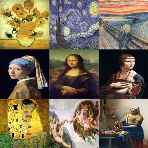 World Most Famous Oil Painting 5D DIY Diamond Painting Rhinestone Mosaic Picture Full Square Diamond Painting Embroidery 20X30cm
