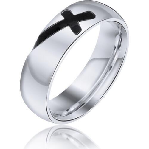 Fashion Cross Ring Men Christian Jewelry Titanium Steel Rings for Women Simple Couple Ring bague acier inoxydable femme Size7-12
