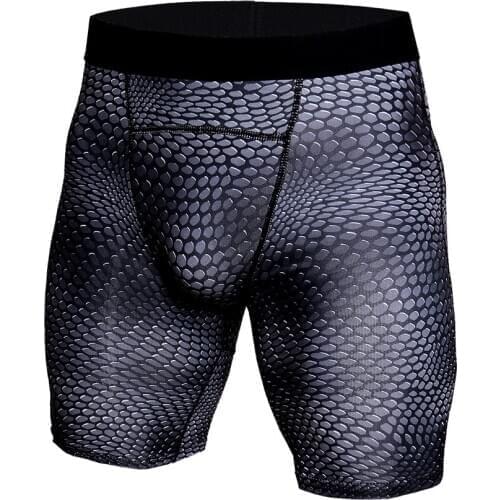 Mens 3D printing training fitness running sports pants stretch tight quick-drying shorts