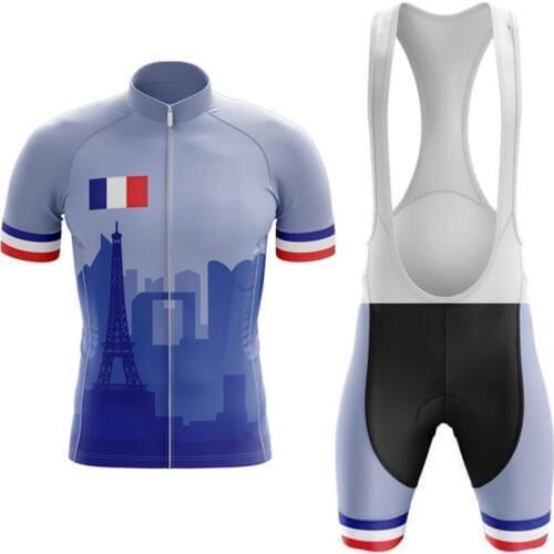 NEW France Mens jerseys Quick Dry cycling sets short sleeve cycling Suit Road Bicycle clothes cycling Wear GEL Breathable Pad