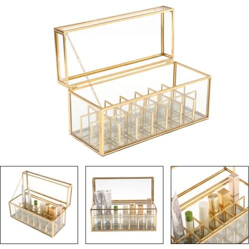 New Glass Lipsticks Makeup Display Organizer Brush Bucket Cosmetic Comb Eyebrow Jewelry Storage Box Makeup Tools Holder Shelf