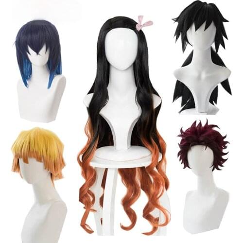 Demon Slayer kimetsu no yaiba Nezuko Tanjirou Agatsuma Zenitsu Tomioka Giyuu Inosuke Cosplay Wigs