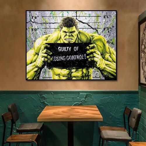 Disney Moive Posters and Prints Super Hero Graffiti Art Painting on Canvas Wall Art The Hulk Pictures for Kids Room Marvel Decor